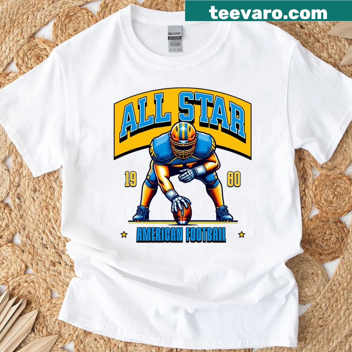 Funny football fan t-shirt with playful American football graphics — on a men's t-shirt