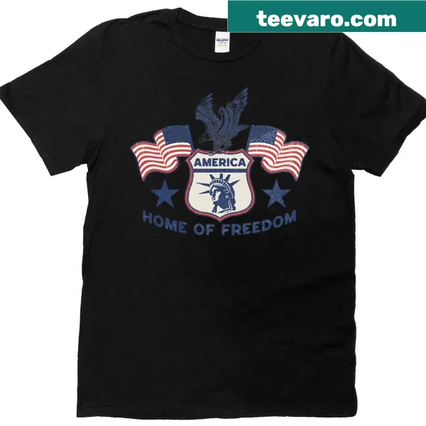 Patriotic t-shirt featuring a freedom eagle badge design