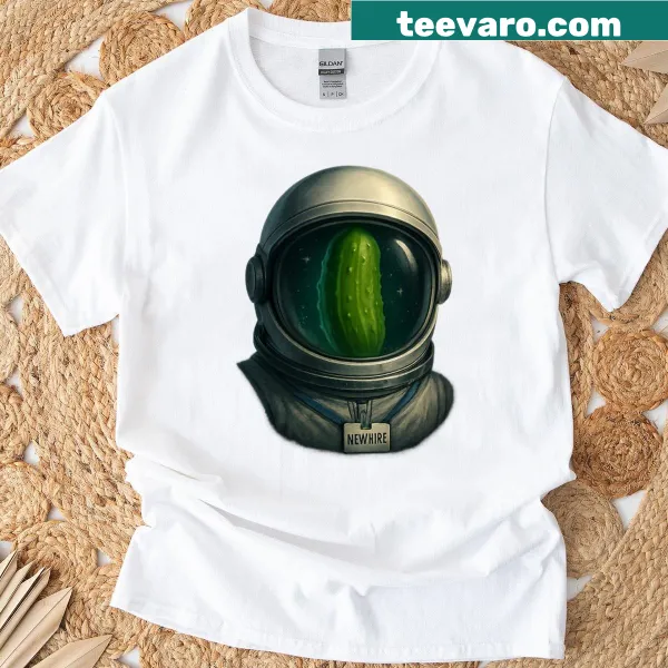 Funny Halloween t-shirt featuring a pickle in an astronaut helmet