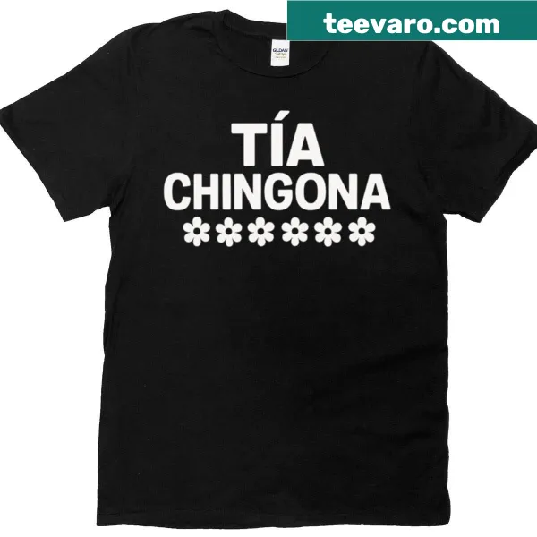 Illustrated T-shirt highlighting a badass Latina aunt with a bold floral design