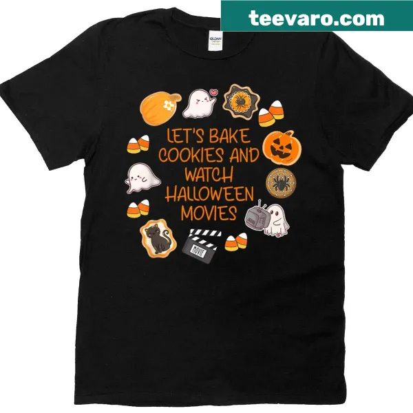 Fun Halloween T-shirt featuring cookies and movies theme