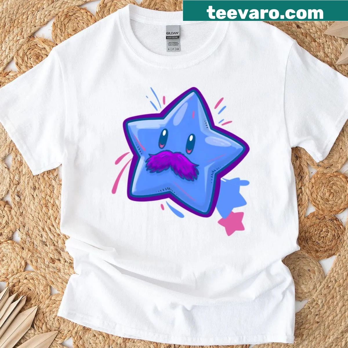 Bisexual pride t-shirt with Paper Mario art featuring Kalmar Star — on a men's t-shirt