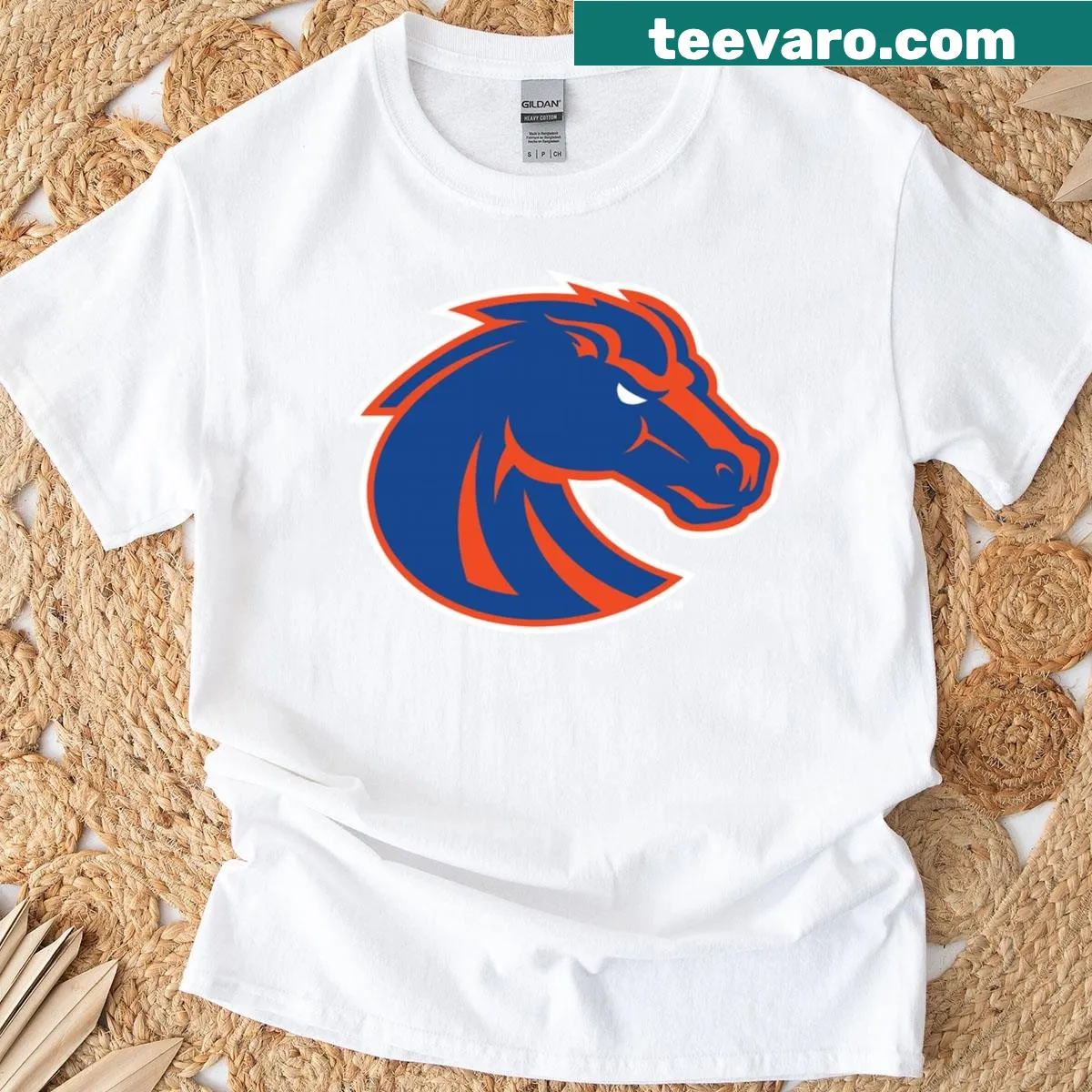 BSU Broncos logo t-shirt representing Boise State University — on a men's t-shirt