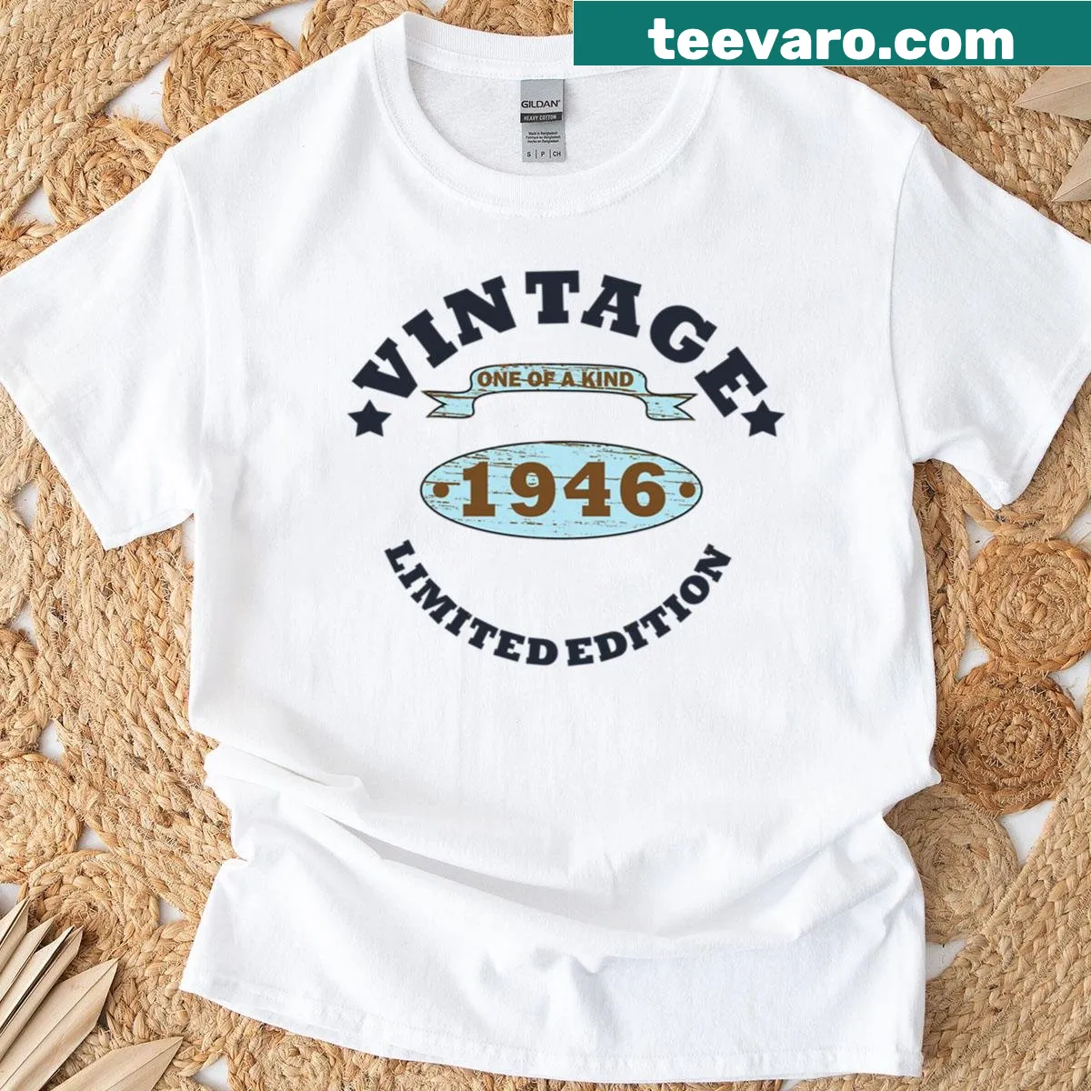 Vintage oversized t-shirt for those born in 1946, celebrating 80 years — on a men's t-shirt