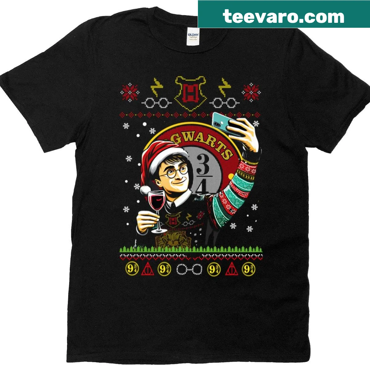 Selfie-style Christmas shirt inspired by the Boy Who Lived — on a men's t-shirt