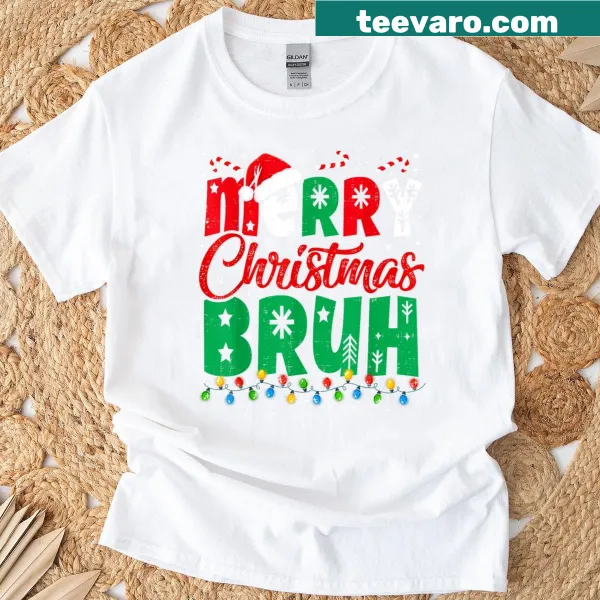 Funny Bruh Christmas saying on kids and teen T-shirt