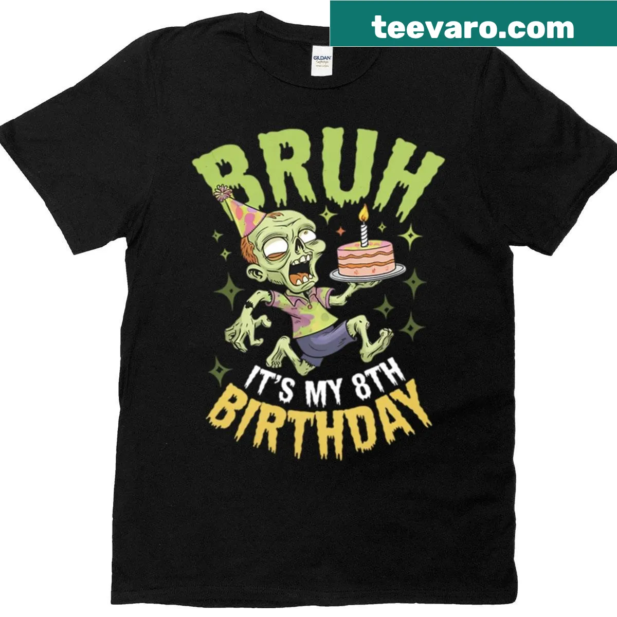 Funny birthday shirt for 8-year-old zombie lovers — on a men's t-shirt