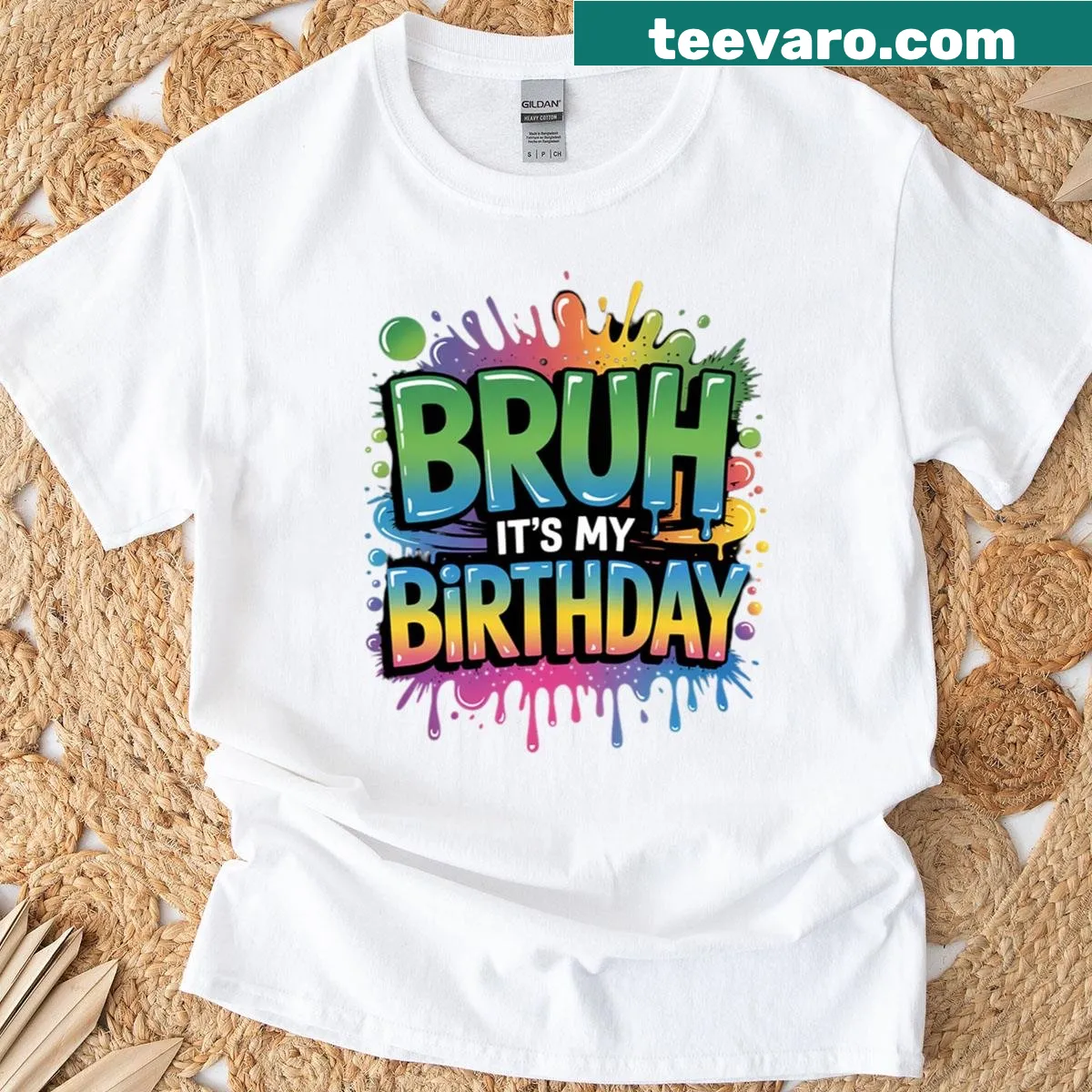 Funny birthday tee with 'Bruh It's My Birthday' text for gamers. — on a men's t-shirt