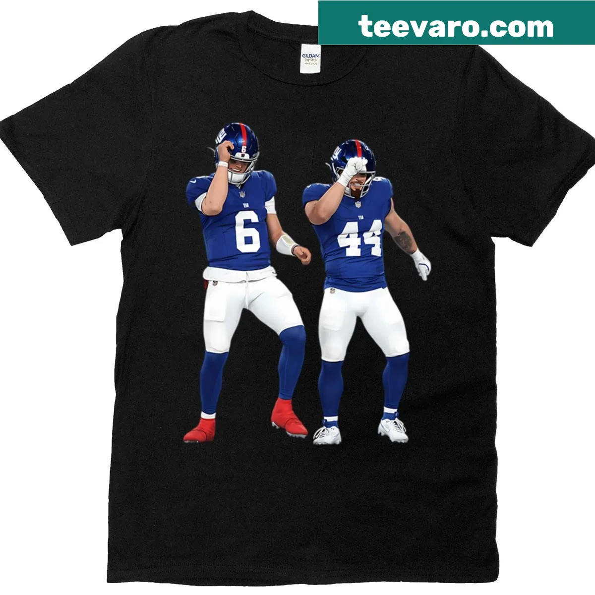 Football art t-shirt featuring Cam Skattebo for Dart Giants — on a men's t-shirt
