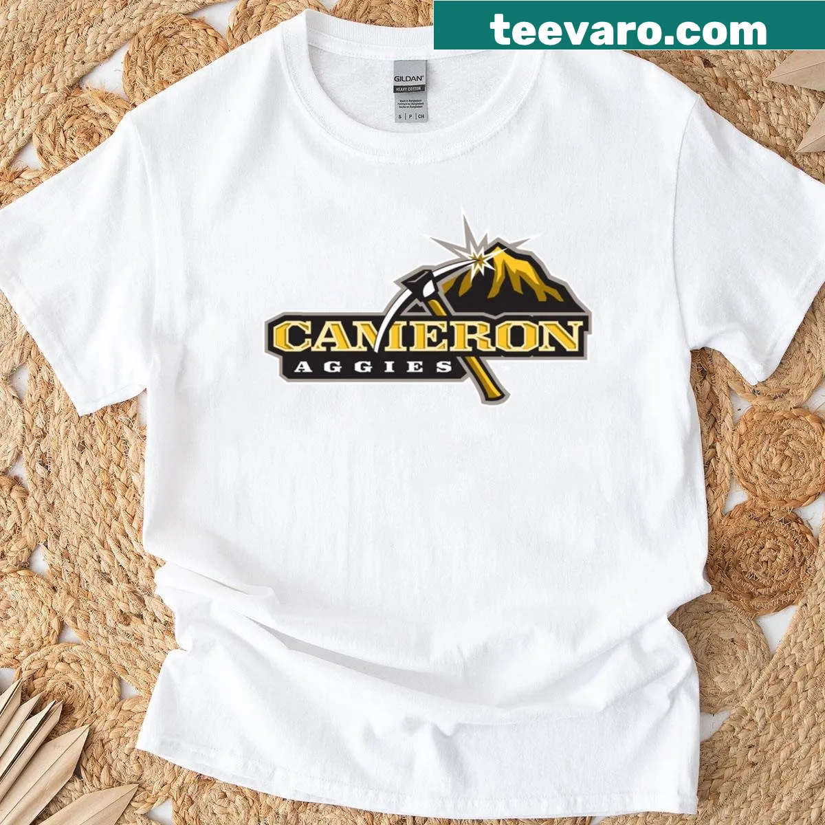 Cameron University Aggies logo t-shirt for school pride — on a men's t-shirt