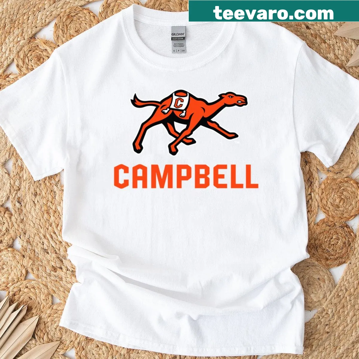 Campbell University Fighting Camels logo T-shirt showing school spirit — on a men's t-shirt