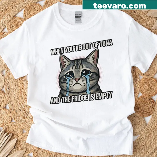 Funny crying cat meme t-shirt for cat lovers