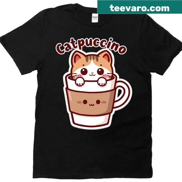 Kawaii cat in coffee cup t-shirt for cat lovers