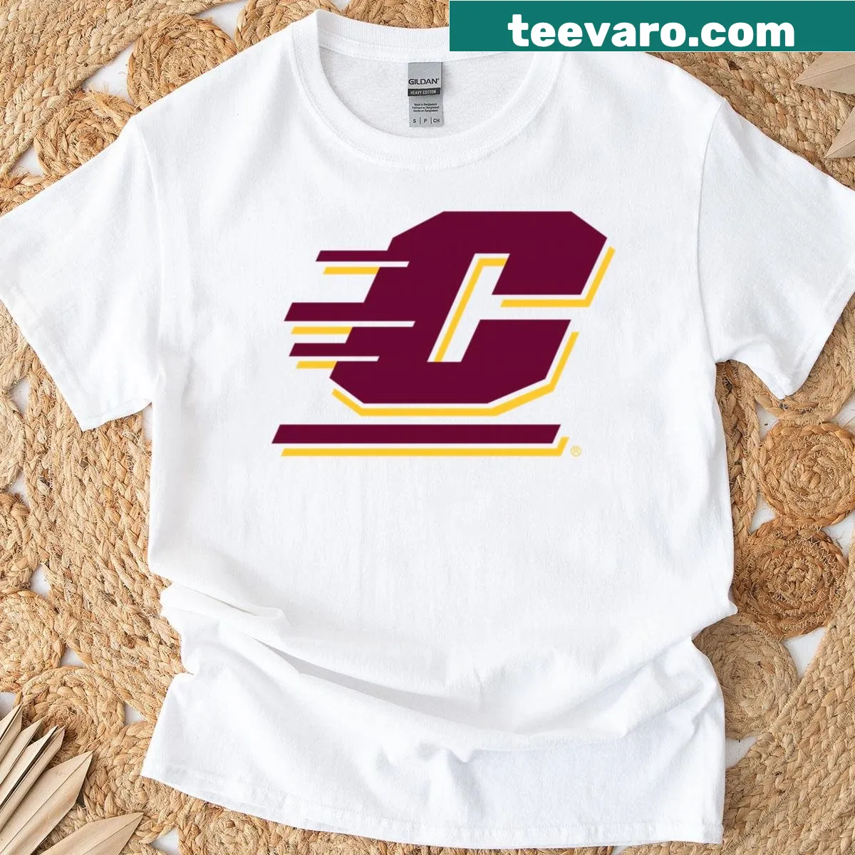 Chippewas primary logo of Central Michigan University on a T-shirt. — on a men's t-shirt
