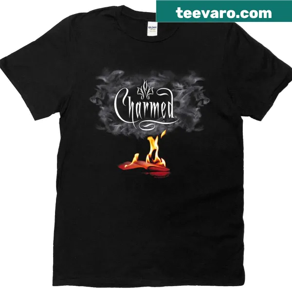 Y2K witches logo t-shirt with fire and smoke design