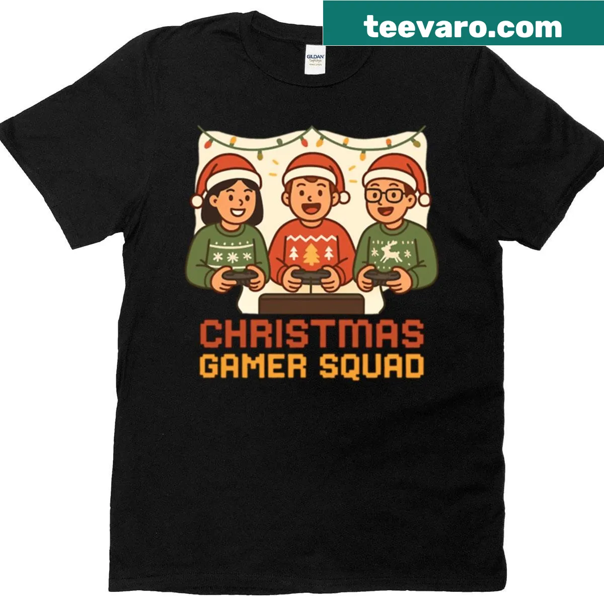 Oversized Christmas-themed t-shirt for gamers with humorous design — on a men's t-shirt