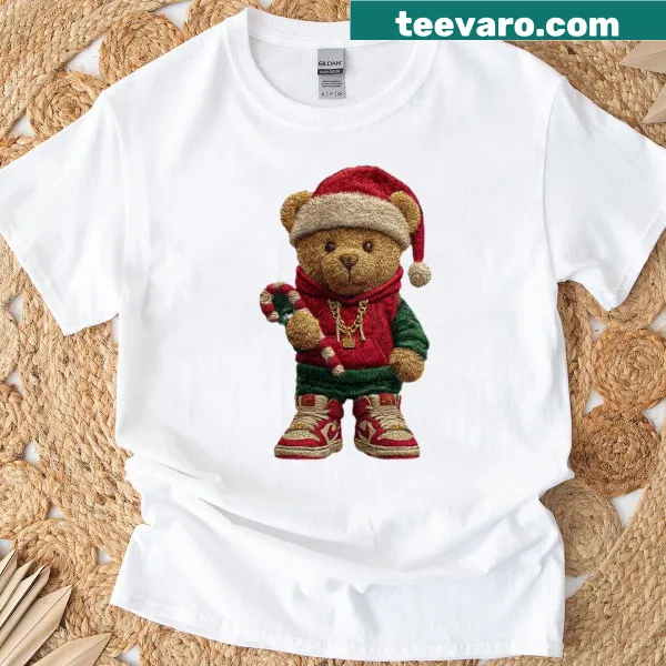 Urban bear illustration for Christmas on a T-shirt