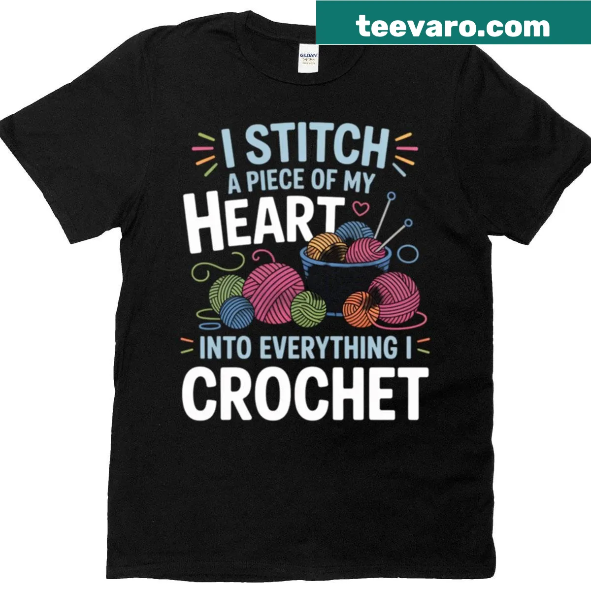 Illustration of a yarn basket with the phrase 'I Stitch My Heart' — on a men's t-shirt