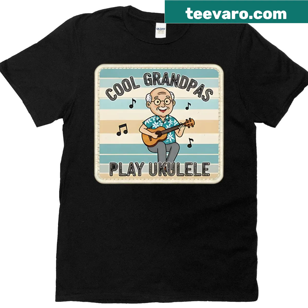 Vintage-style oversized t-shirt featuring a ukulele and funny text — on a men's t-shirt