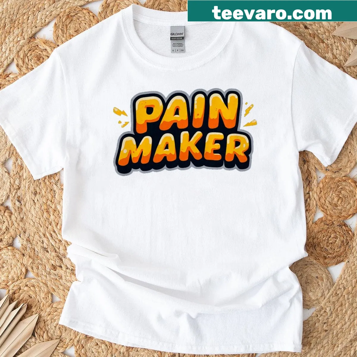 Playful Pain Maker logo T-shirt for kids with a humorous design — on a men's t-shirt