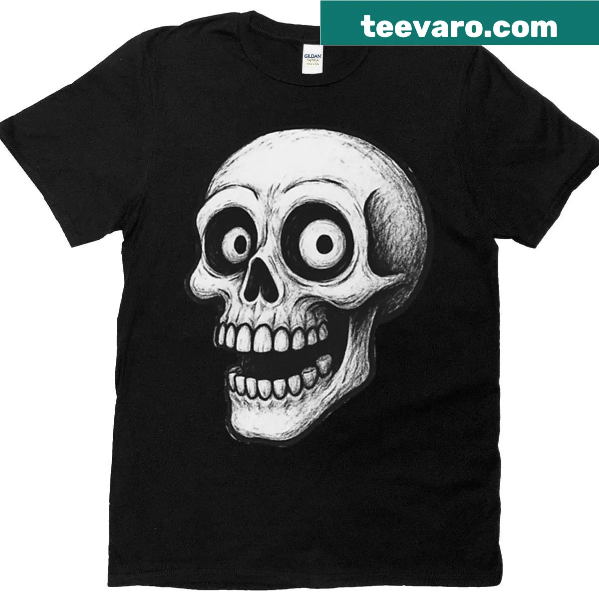 Edgy shirt featuring a creepy skull graphic — on a men's t-shirt