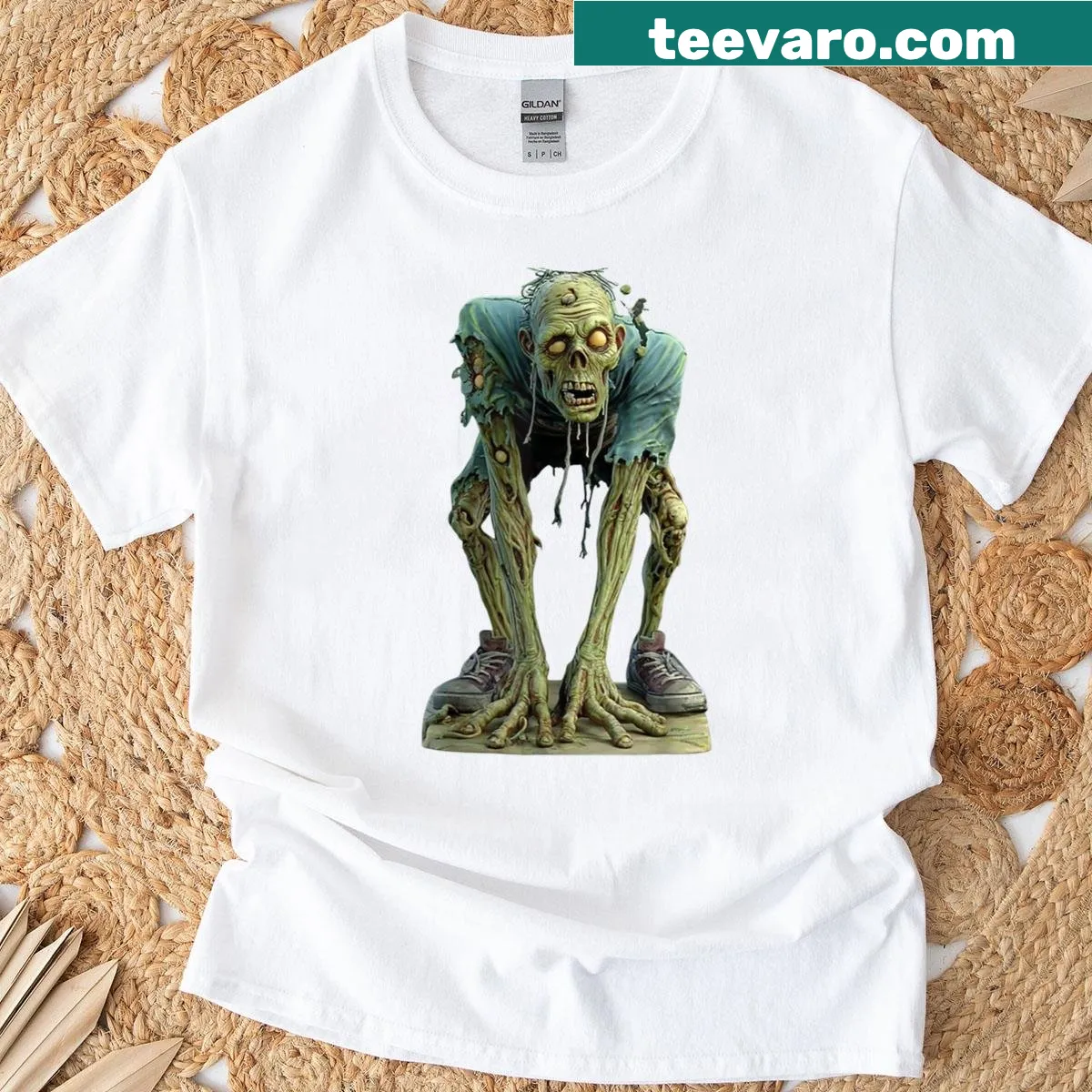 Creepy zombie graphic T-shirt for Halloween — on a men's t-shirt