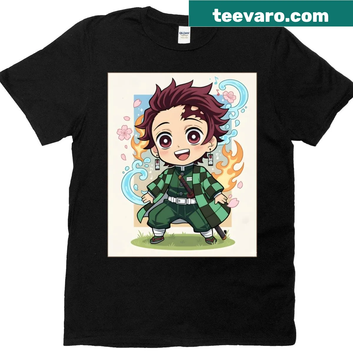 Fantasy shirt with checkered swordsman graphic — on a men's t-shirt