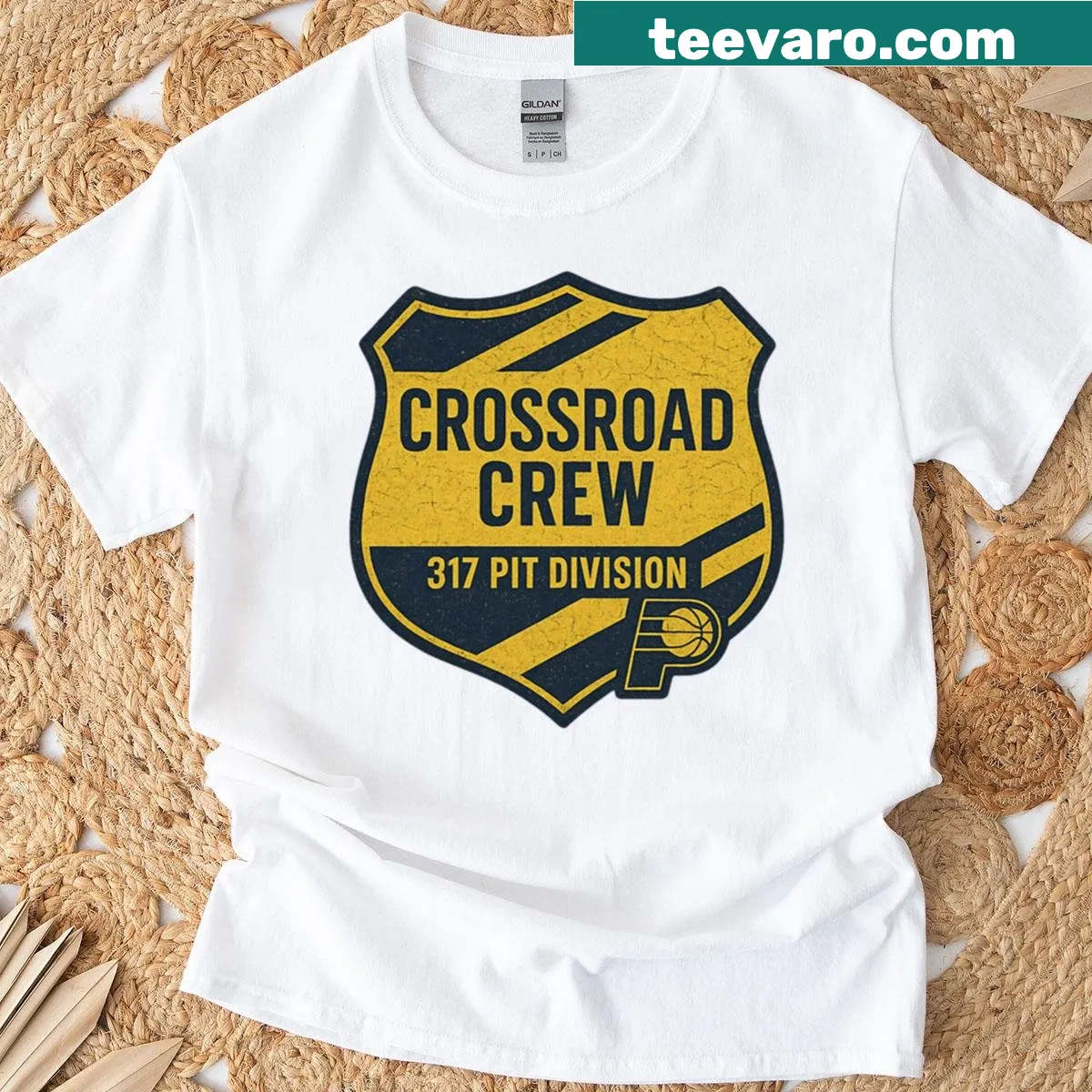 Vintage Crossroad Crew 317 Pit Division racing emblem t-shirt — on a men's t-shirt