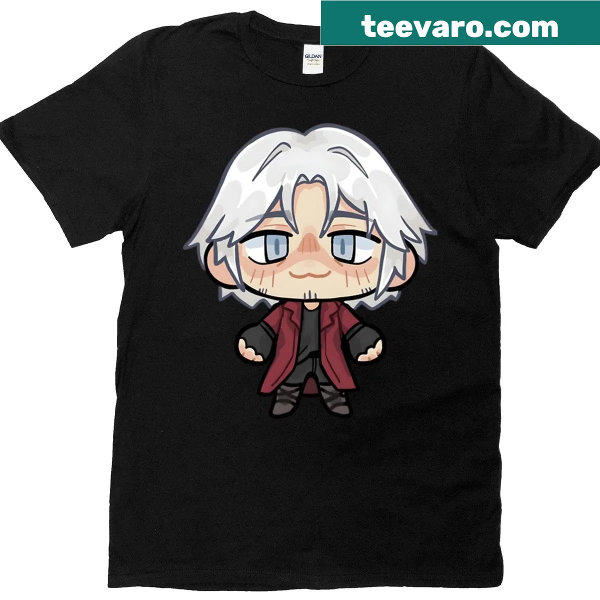 Charming chibi character graphic t-shirt — on a men's t-shirt