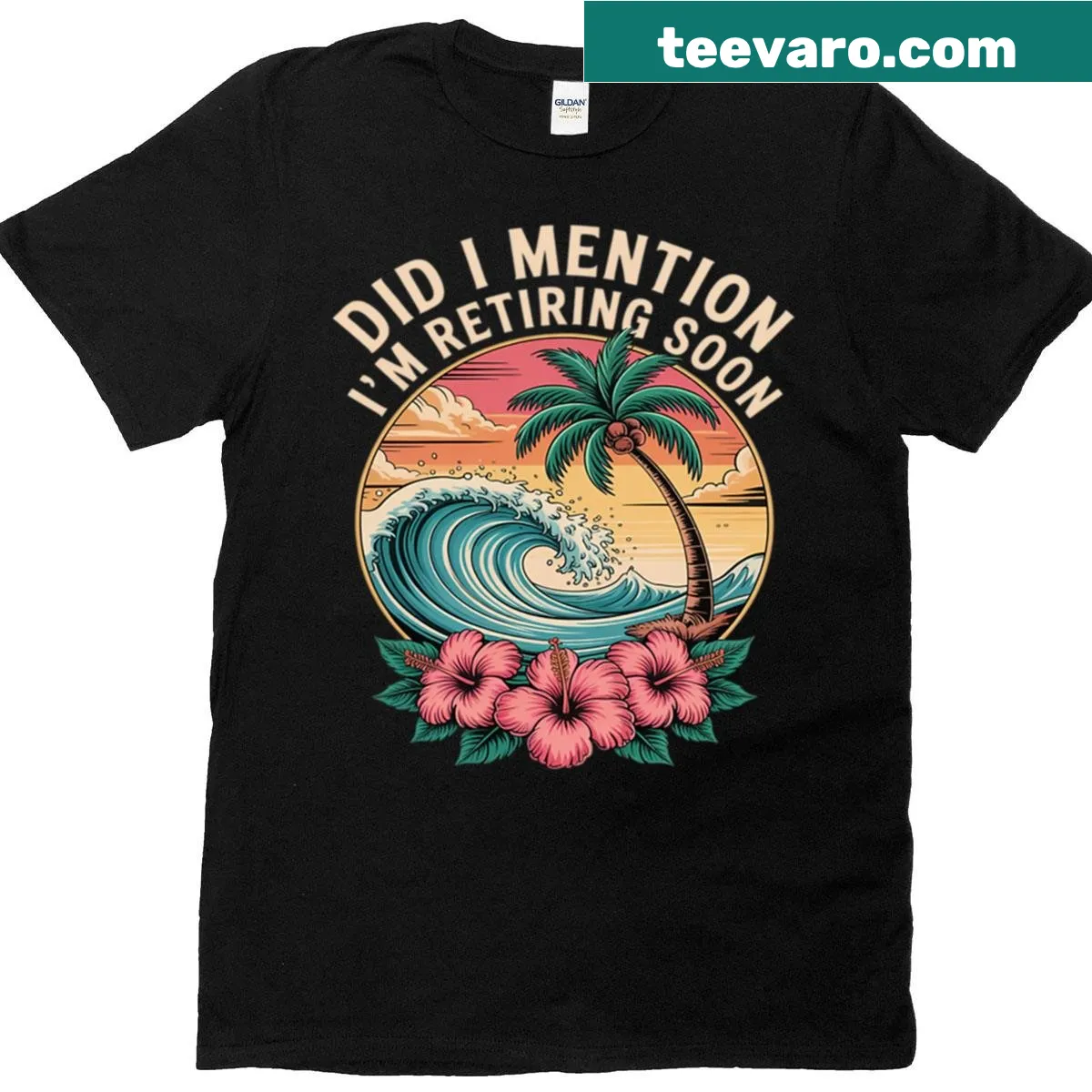 Funny retirement t-shirt with oversized lettering announcing retirement — on a men's t-shirt