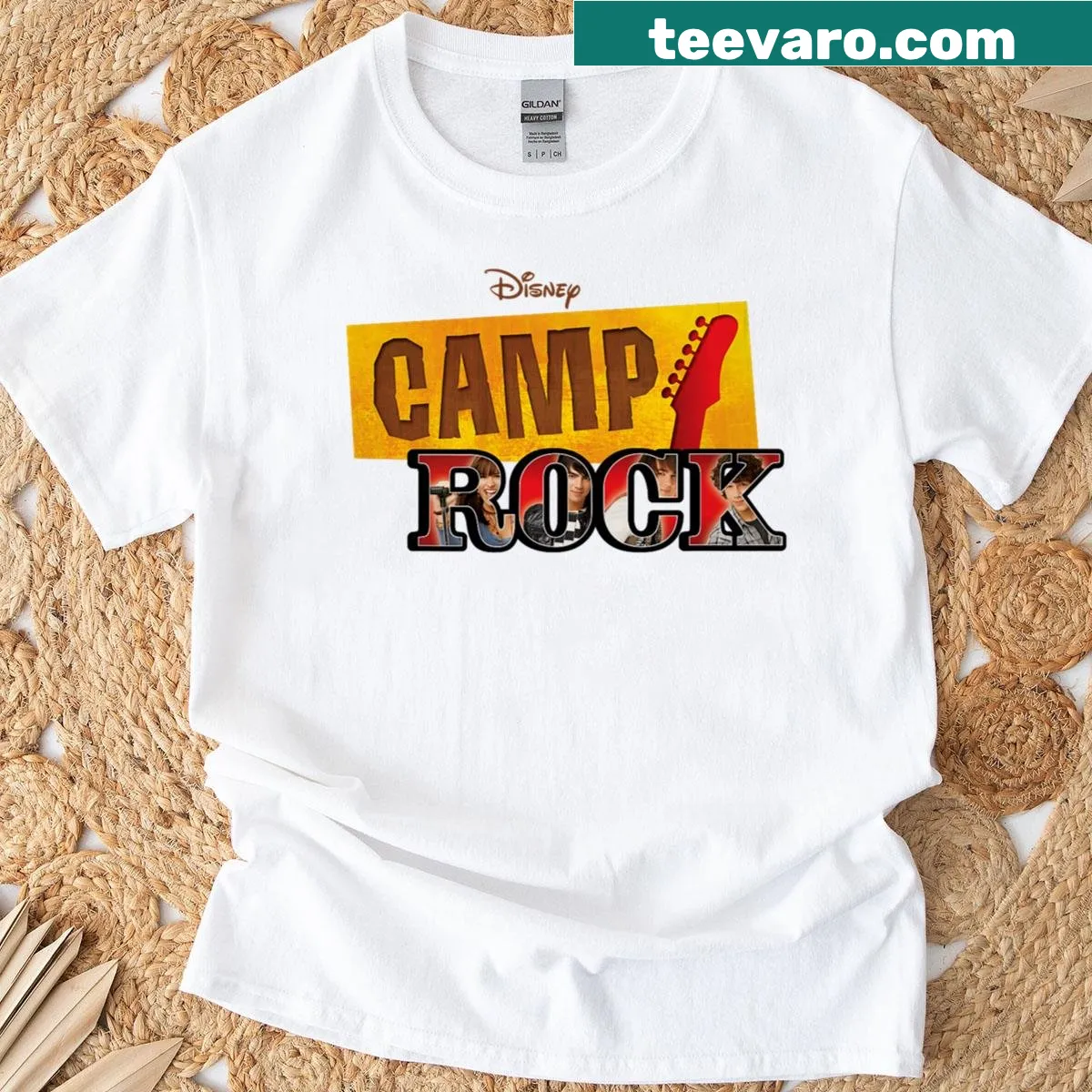 Disney Channel Camp Rock series logo T-shirt design — on a men's t-shirt