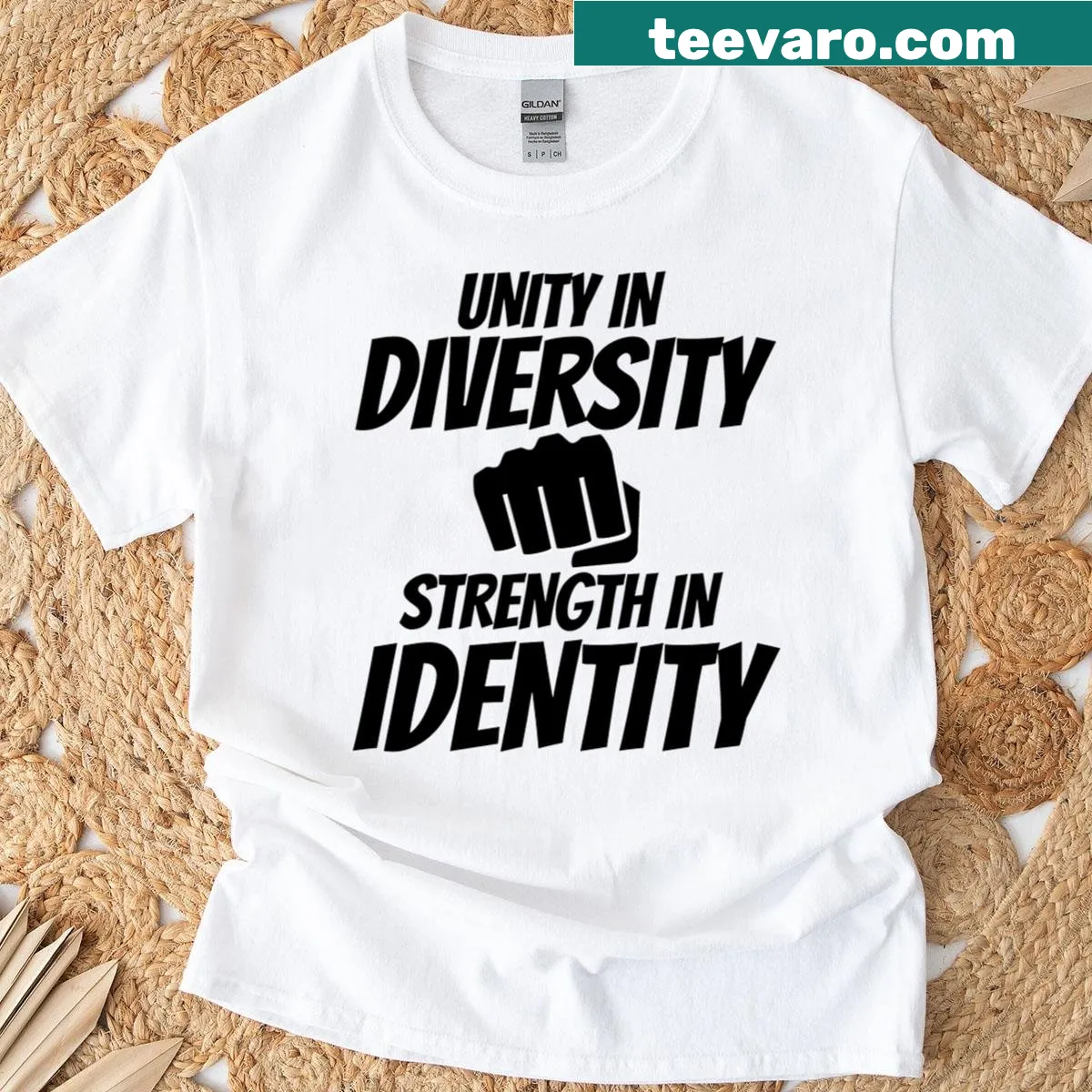 Inspirational T-shirt featuring a quote on diversity and unity — on a men's t-shirt