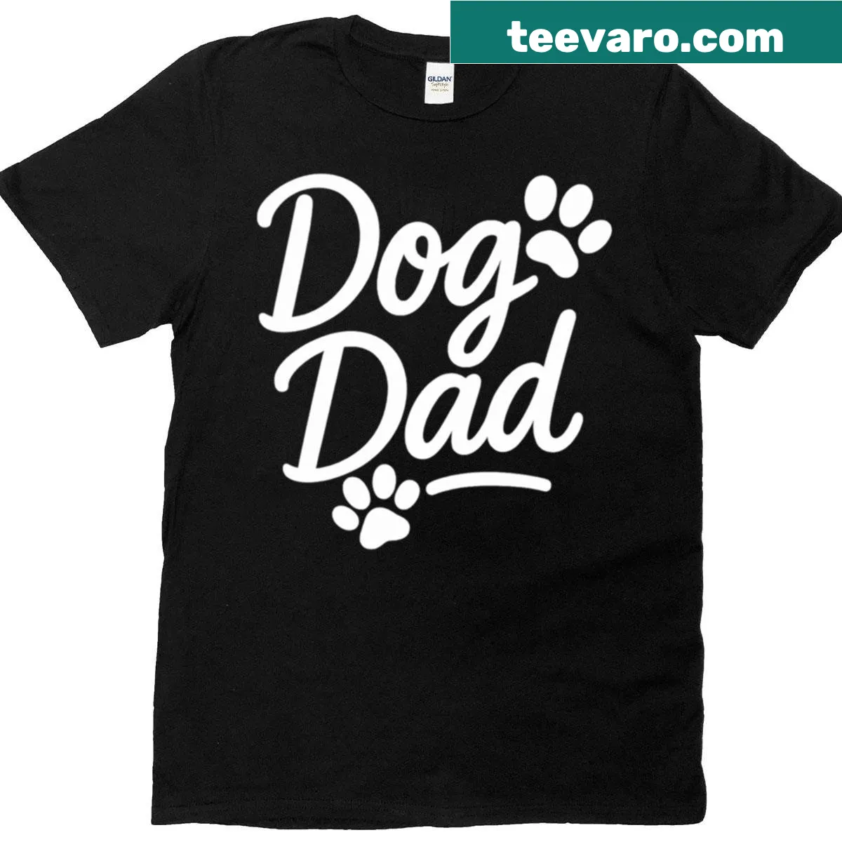 Funny T-shirt for dog dads featuring paw print design — on a men's t-shirt