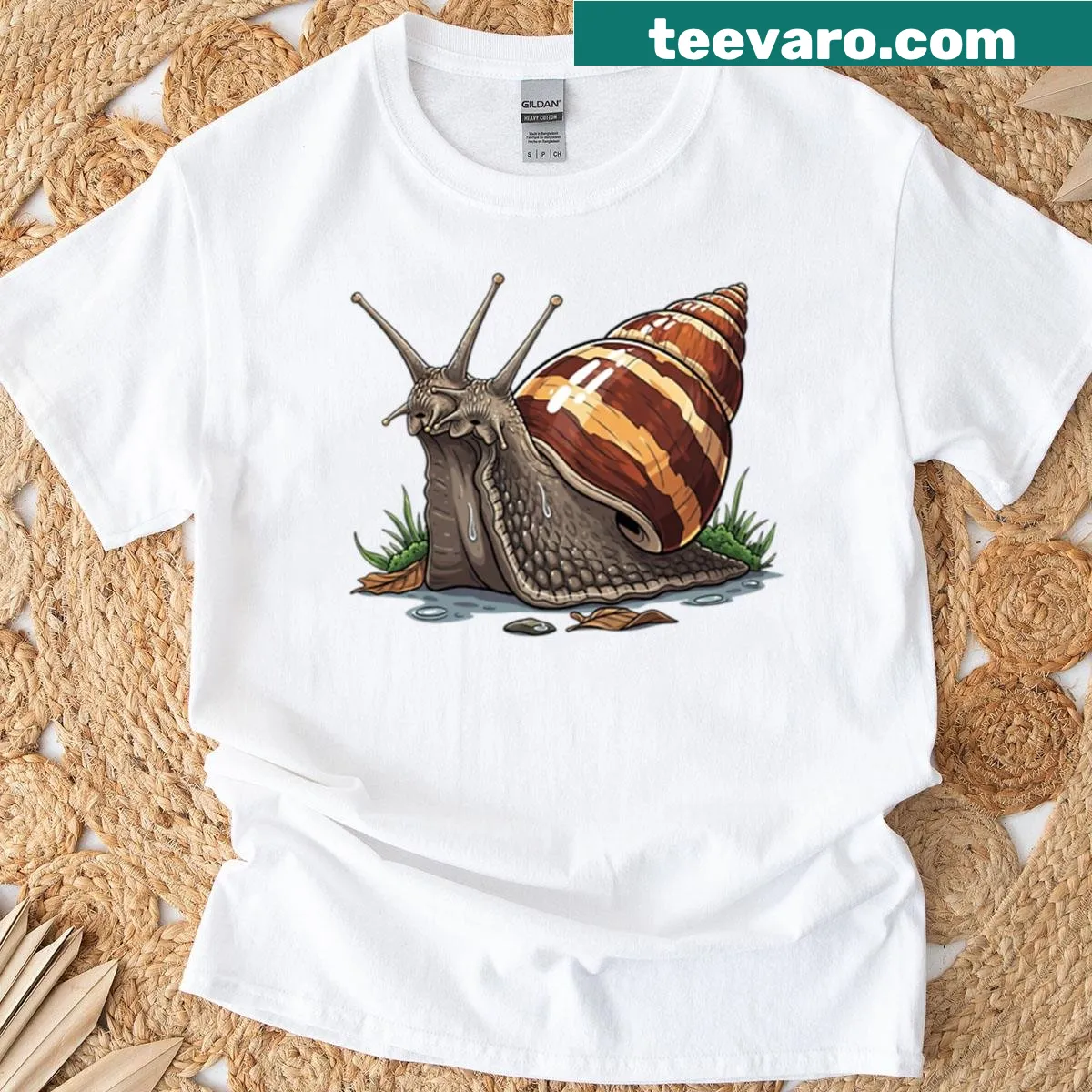 Illustration of a double-headed giant African land snail on a T-shirt — on a men's t-shirt