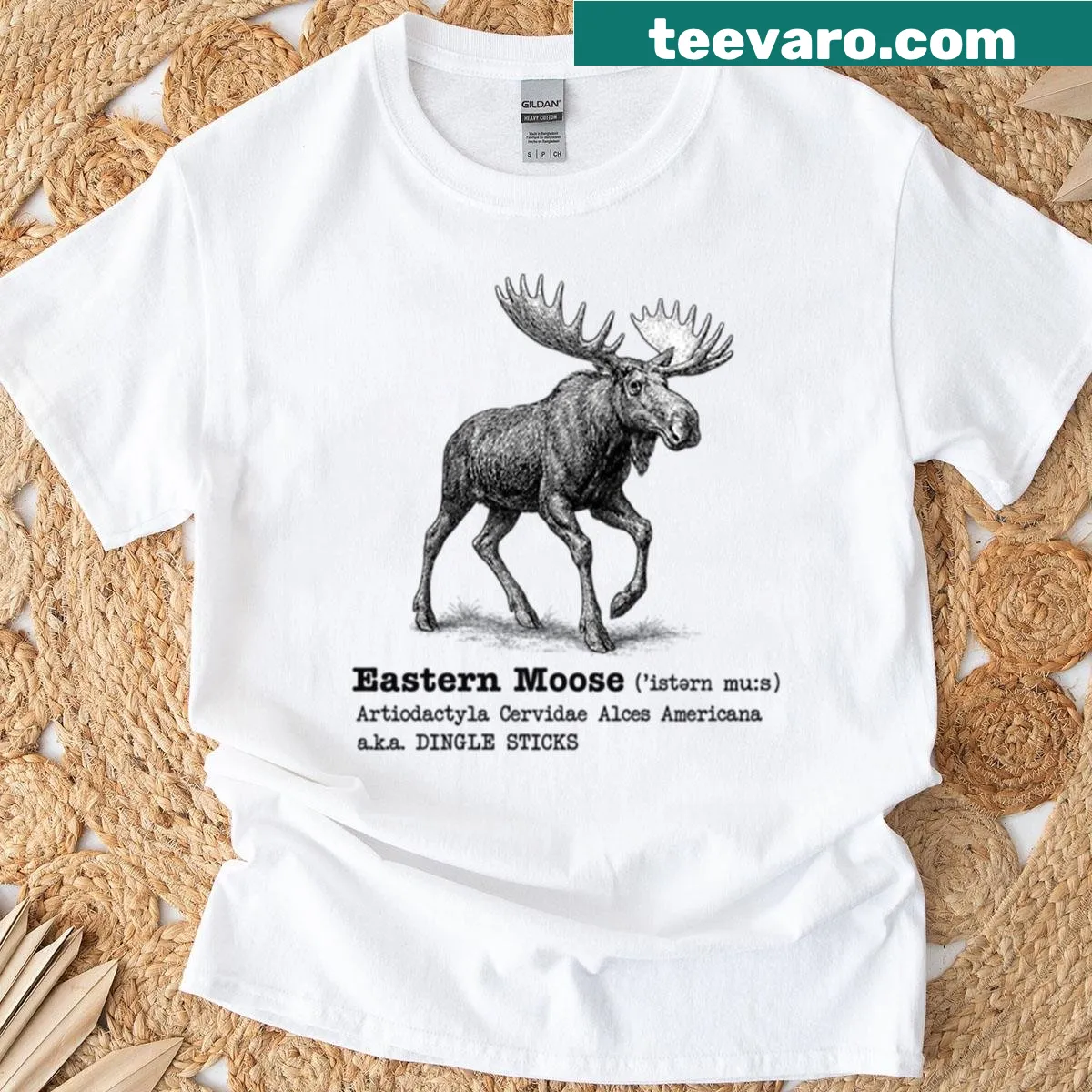 Oversized t-shirt featuring an illustration of an Eastern Moose — on a men's t-shirt