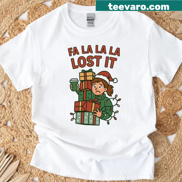 Funny Christmas shirt with 'Fa La La La Lost It' graphic
