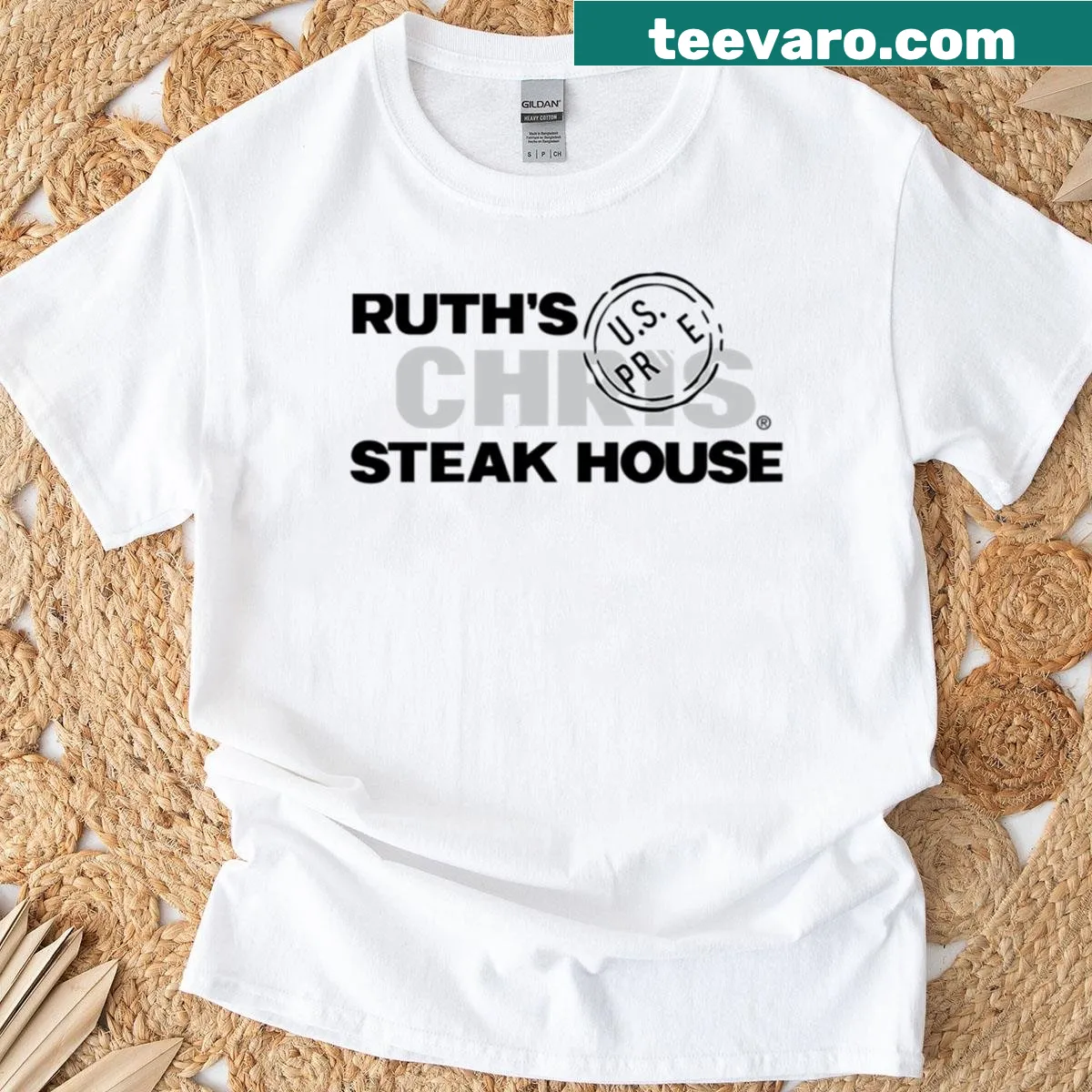Bear silhouette design representing Ruth's Chris Steak House on a t-shirt — on a men's t-shirt