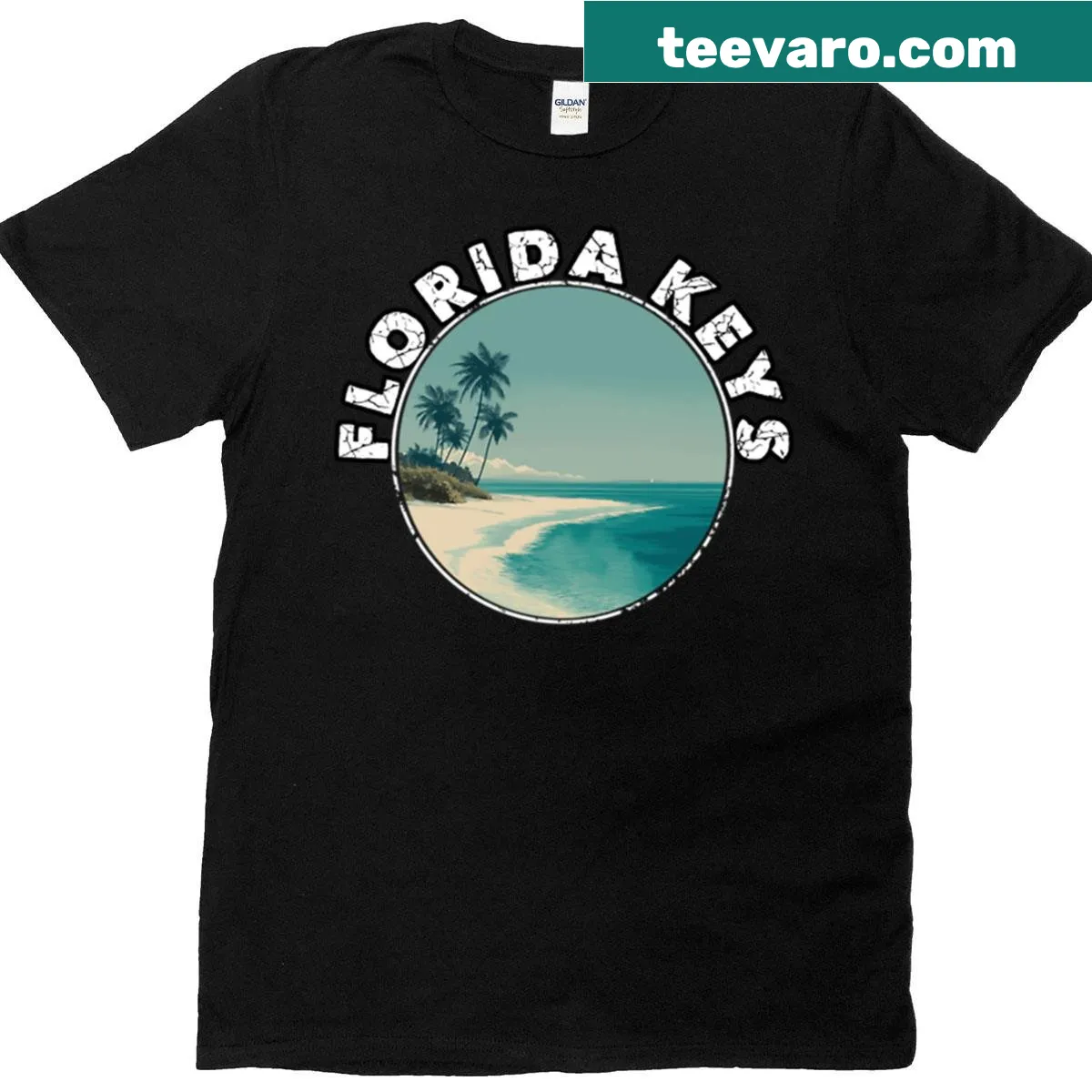 T-shirt with the words 'Florida Keys' in white lettering — on a men's t-shirt