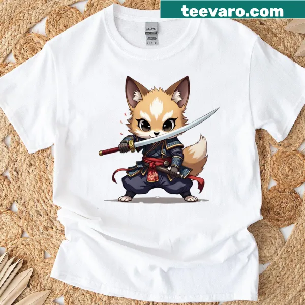 Chibi fox samurai with blade in anime-inspired art
