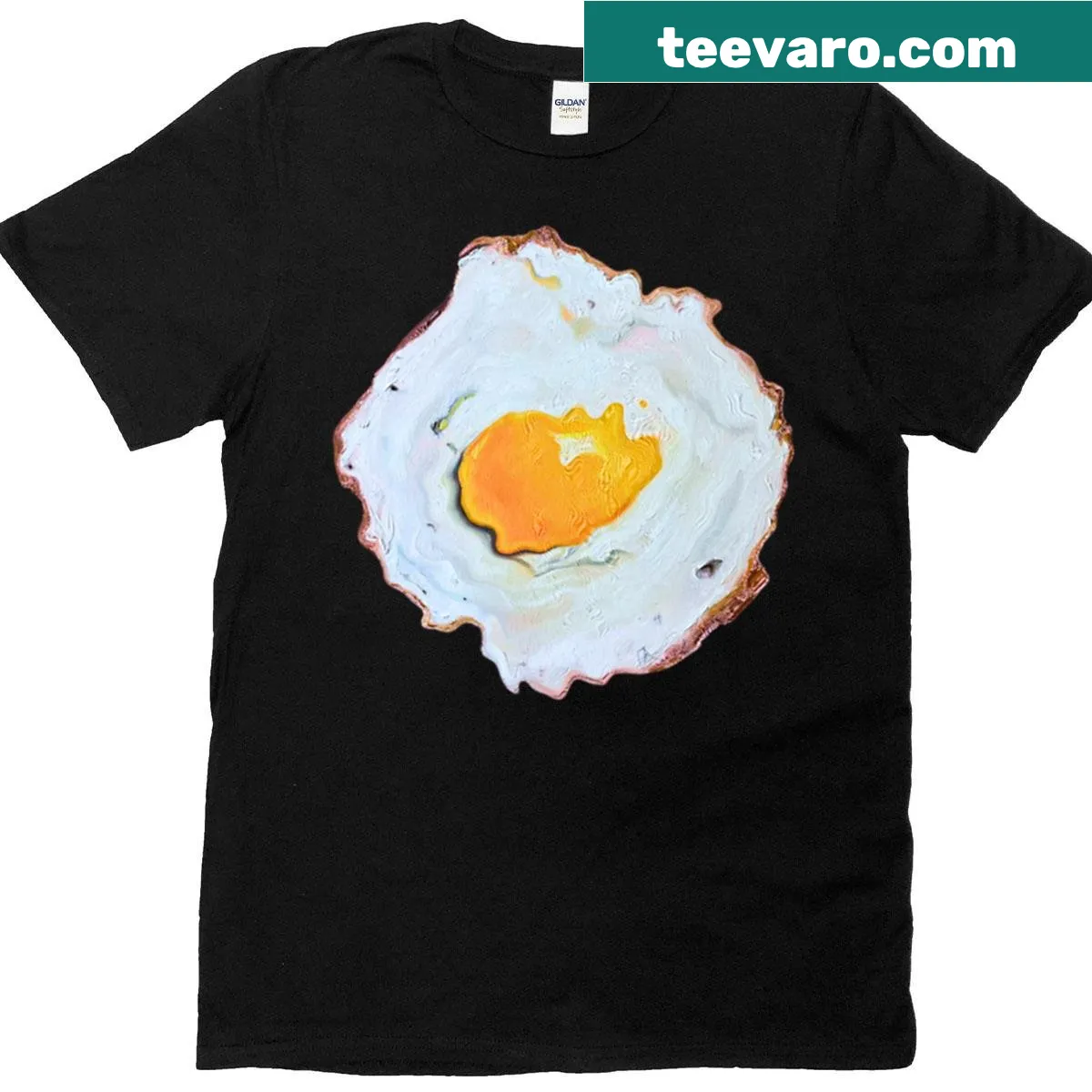 Oil painting style fried egg t-shirt design — on a men's t-shirt