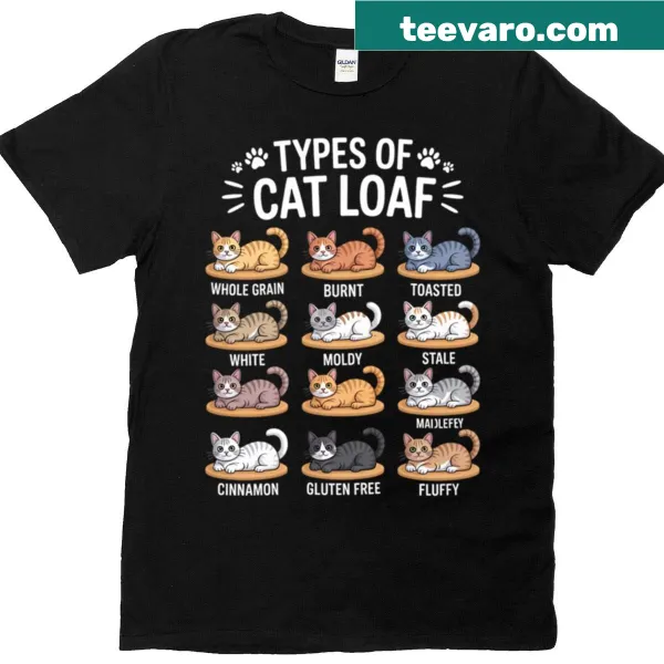 Illustrated catloaf types chart T-shirt for cat lovers