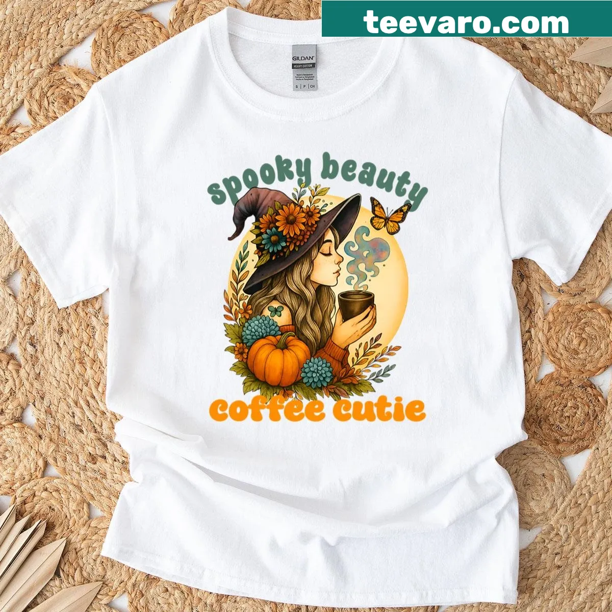 Funny Halloween coffee graphic t-shirt with spooky design — on a men's t-shirt