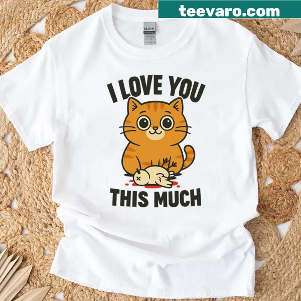 Oversized T-shirt with a funny cartoon orange cat design
