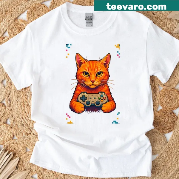 Playful design of a gaming cat labeled 'Player One'