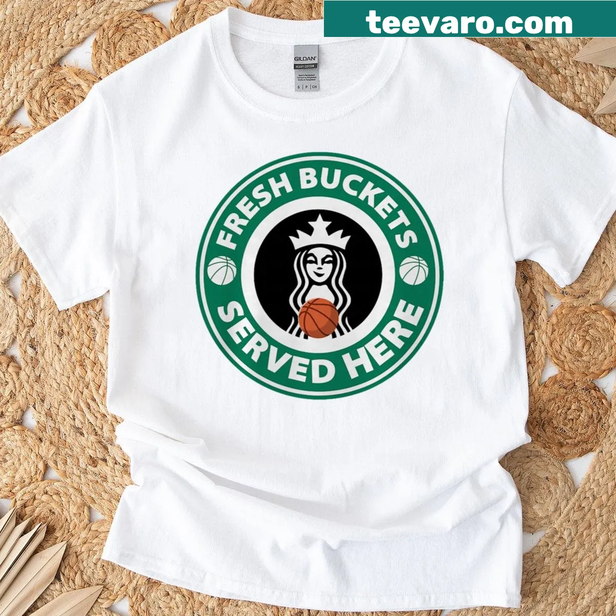 Funny girls basketball logo shirt — on a men's t-shirt