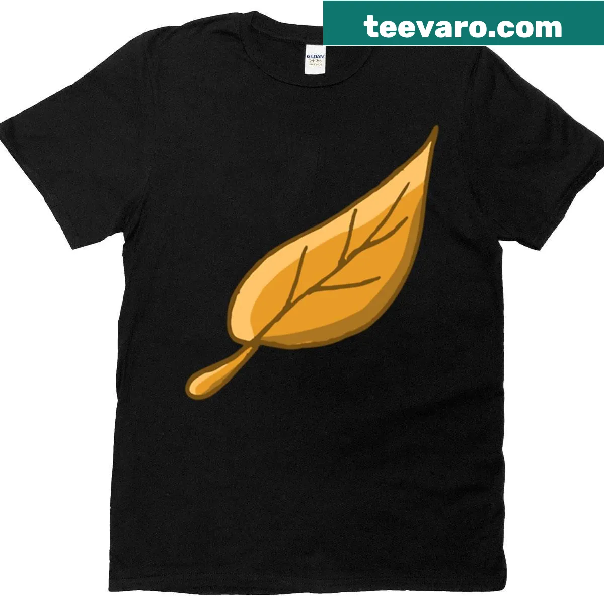 Minimalist autumn leaf design t-shirt celebrating fall — on a men's t-shirt