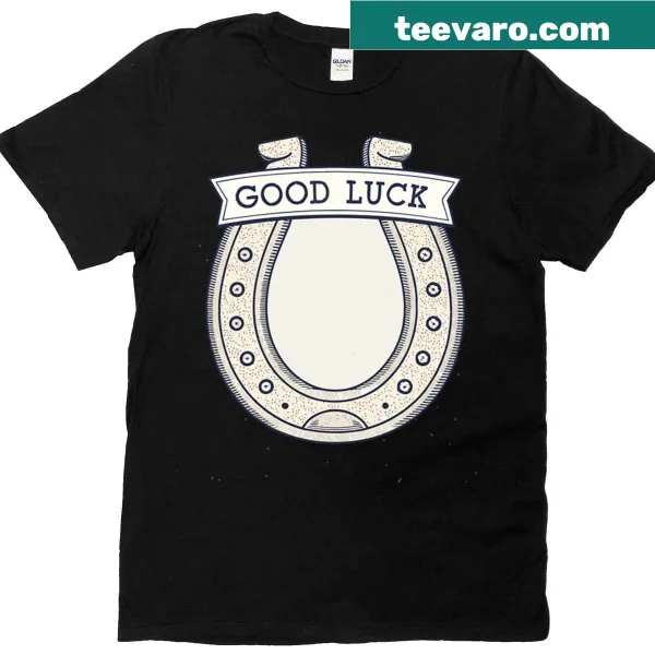 Vintage line art T-shirt featuring a good luck horseshoe graphic