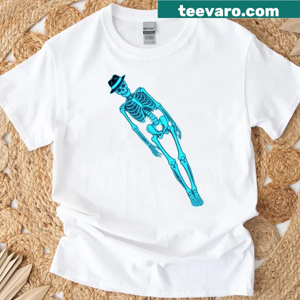 Cartoon skeleton graphic in a playful pose