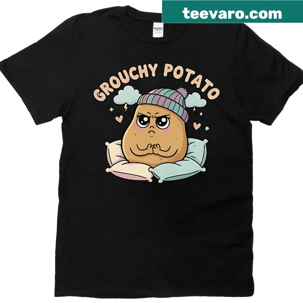 Cute grumpy potato character T-shirt for winter humor