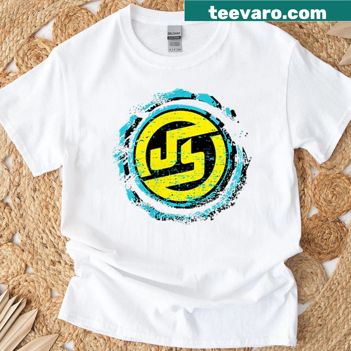Edgy grunge style logo on a t-shirt — on a men's t-shirt